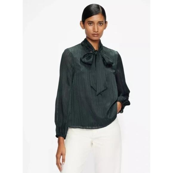 Ted Baker Bow Collar Detail Blouse Dark Green Size 2 MSRP $189 - Picture 1 of 7